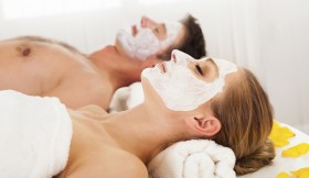 Man and woman in face masks